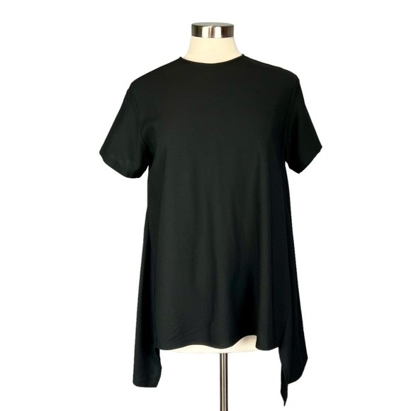Demoo Parkchoonmoo Black Asymmetric Hem Short Sleeve Tunic Top size Medium - Picture 1 of 10